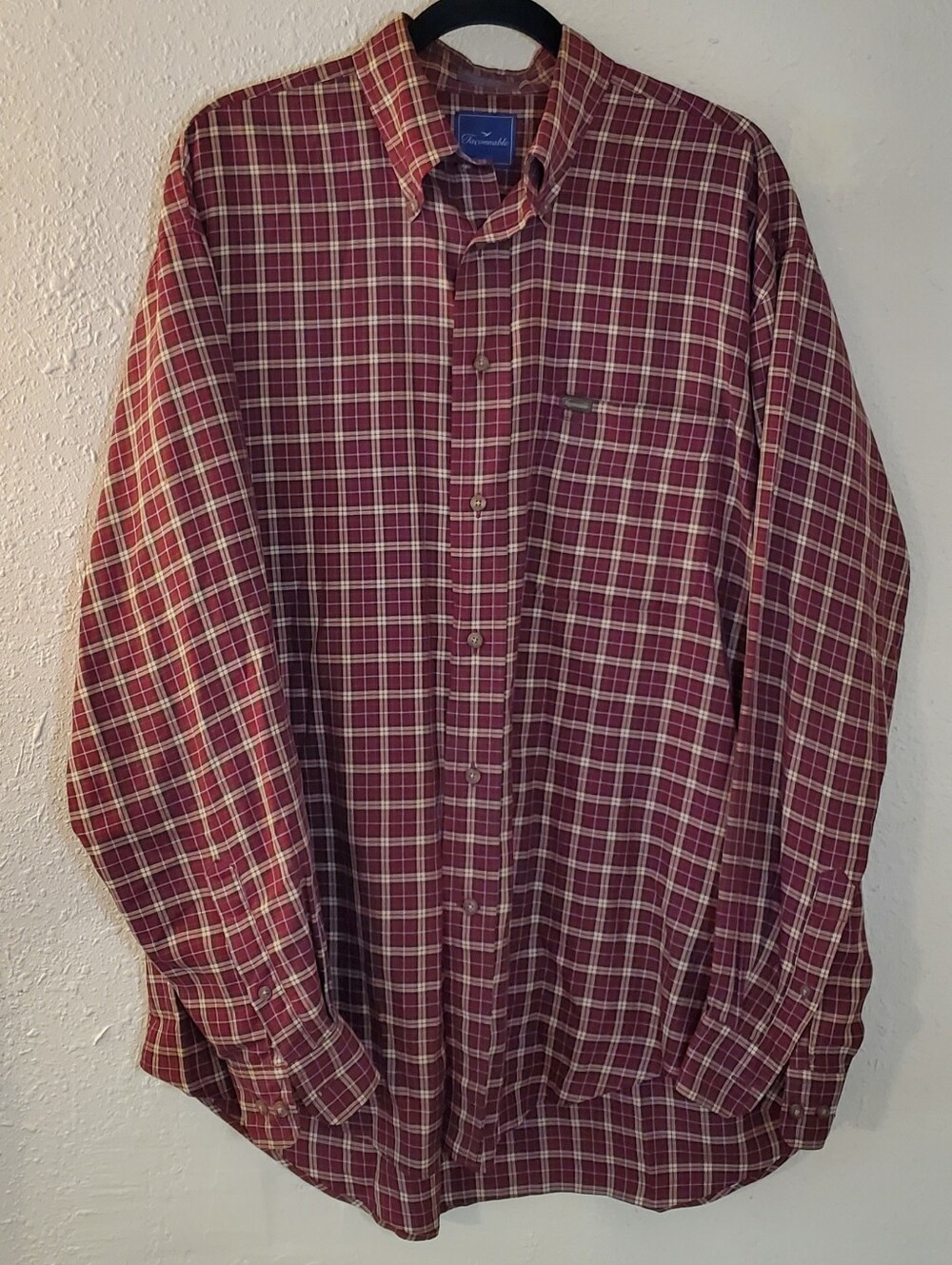 Vintage Façonnable Plaid Button Down Long Sleeve Shirt. 90's Made In USA